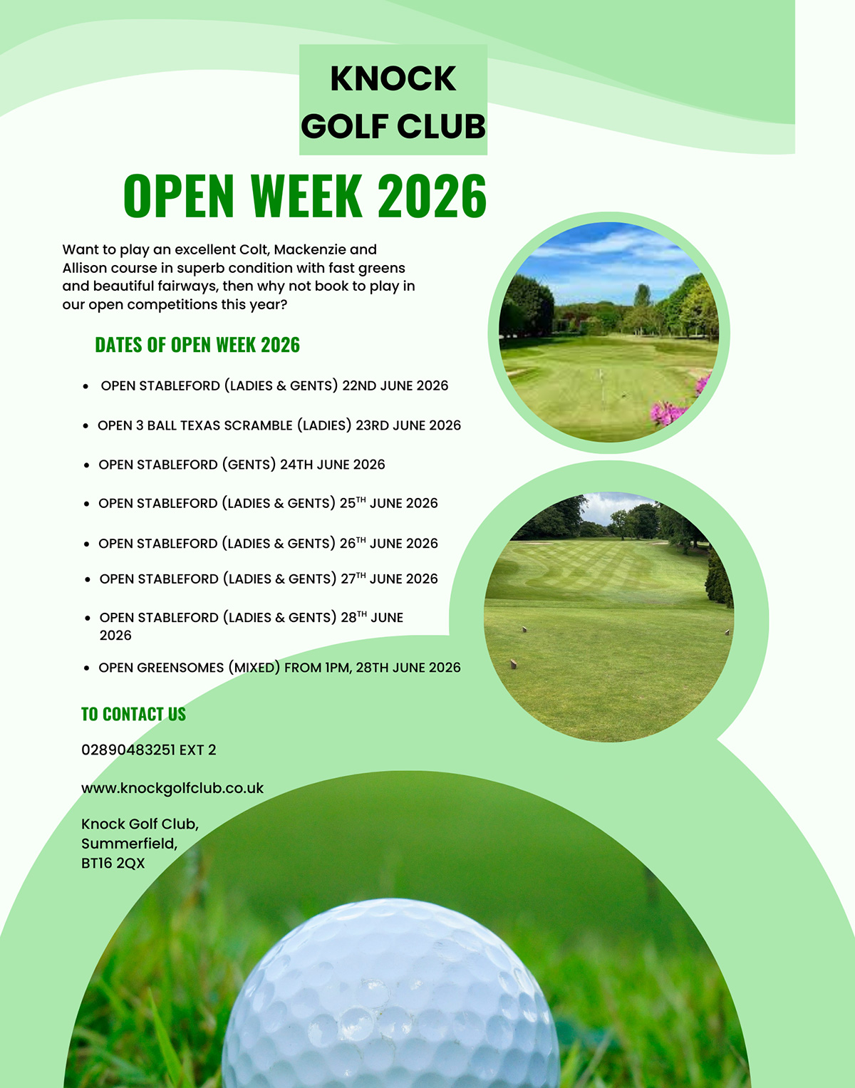 Knock Golf Club - Open Competitions 2026